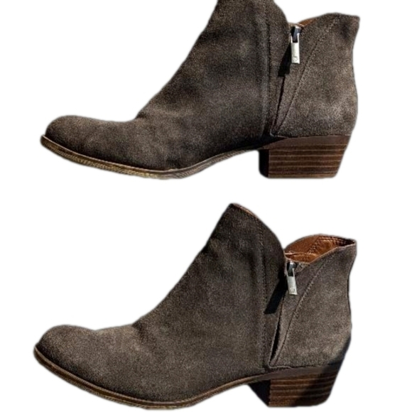 Lucky Brand grey suede ankle boots zipper sz 9.5 - Picture 3 of 9